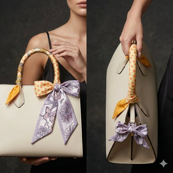 NEW Twilly Orange Beige Yellow 33.5x2 inches & Pink Lavender Gray 38x2.25 inches - Picture 2 of 5